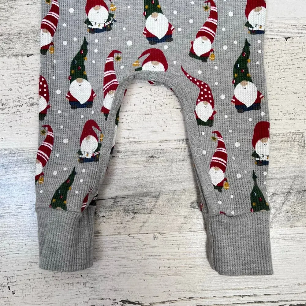 🌻3/$25 Mud Pie Baby Romper 3-6M Gnome Waffle Knit Striped One Piece Christmas